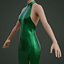 Green silk satin prom dress - halter neck backless gown
