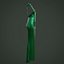 Green silk satin prom dress - halter neck backless gown