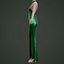 Green silk satin prom dress - halter neck backless gown