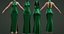 Green silk satin prom dress - halter neck backless gown