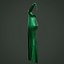 Green silk satin prom dress - halter neck backless gown