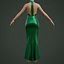 Green silk satin prom dress - halter neck backless gown