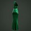 Green silk satin prom dress - halter neck backless gown