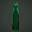 Green silk satin prom dress - halter neck backless gown