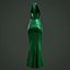 Green silk satin prom dress - halter neck backless gown
