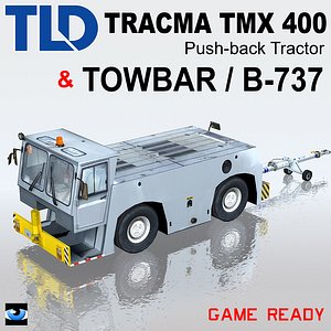 push-back aircraft tractors towbar 3d max