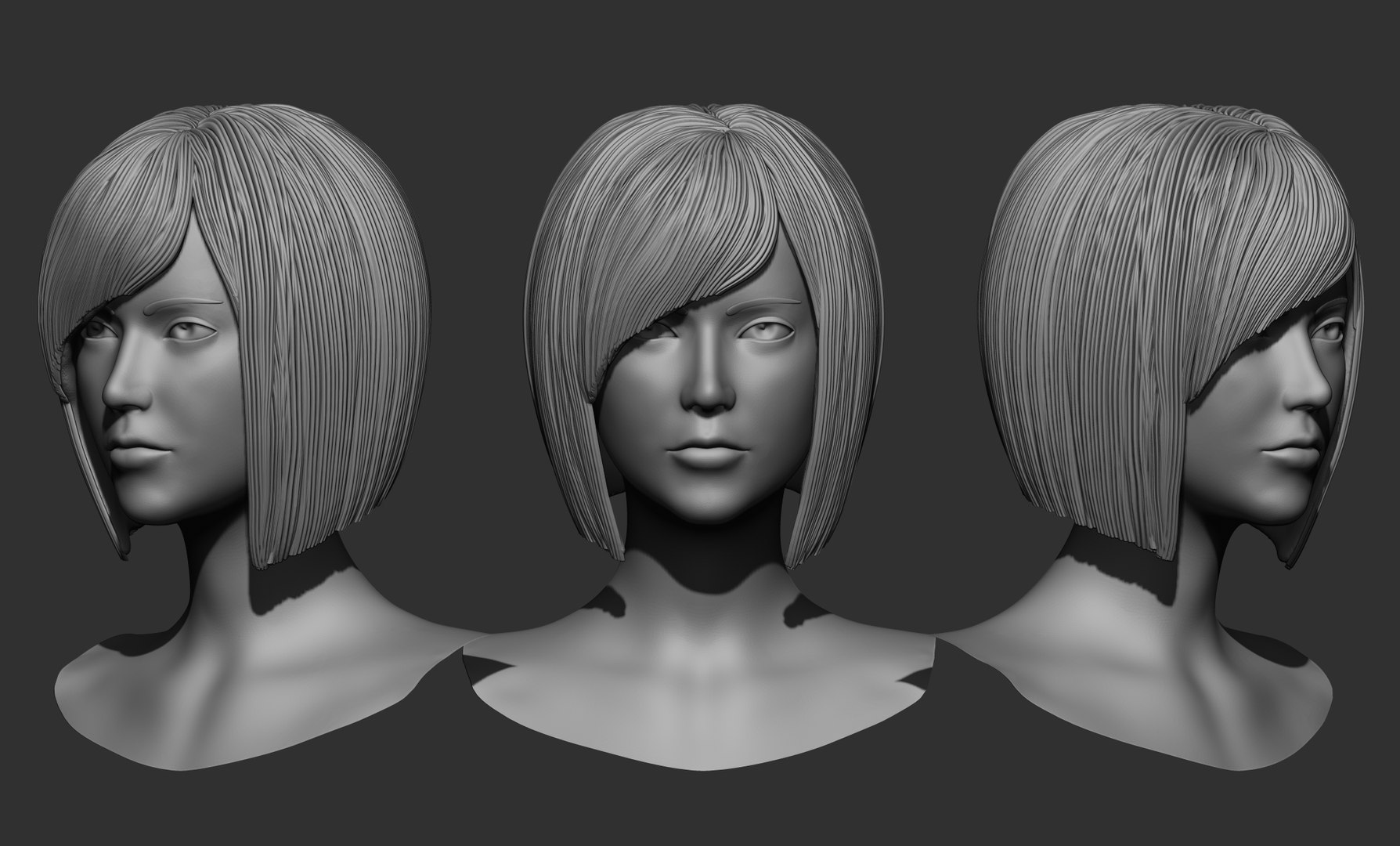 28 Female hair model - TurboSquid 1980326