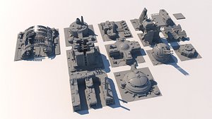3D sci fi buildings model