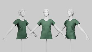 3D Female T-Shirt 01 Dark Green