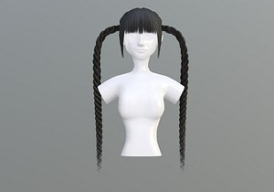 3D Braids Two Hairstyle model