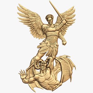 Angel and Demon low bas-relief inspired by art of Javier Antunez