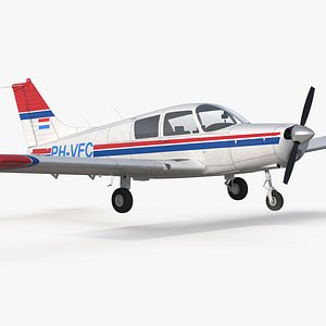 piper pa-28 cherokee rigged 3D model