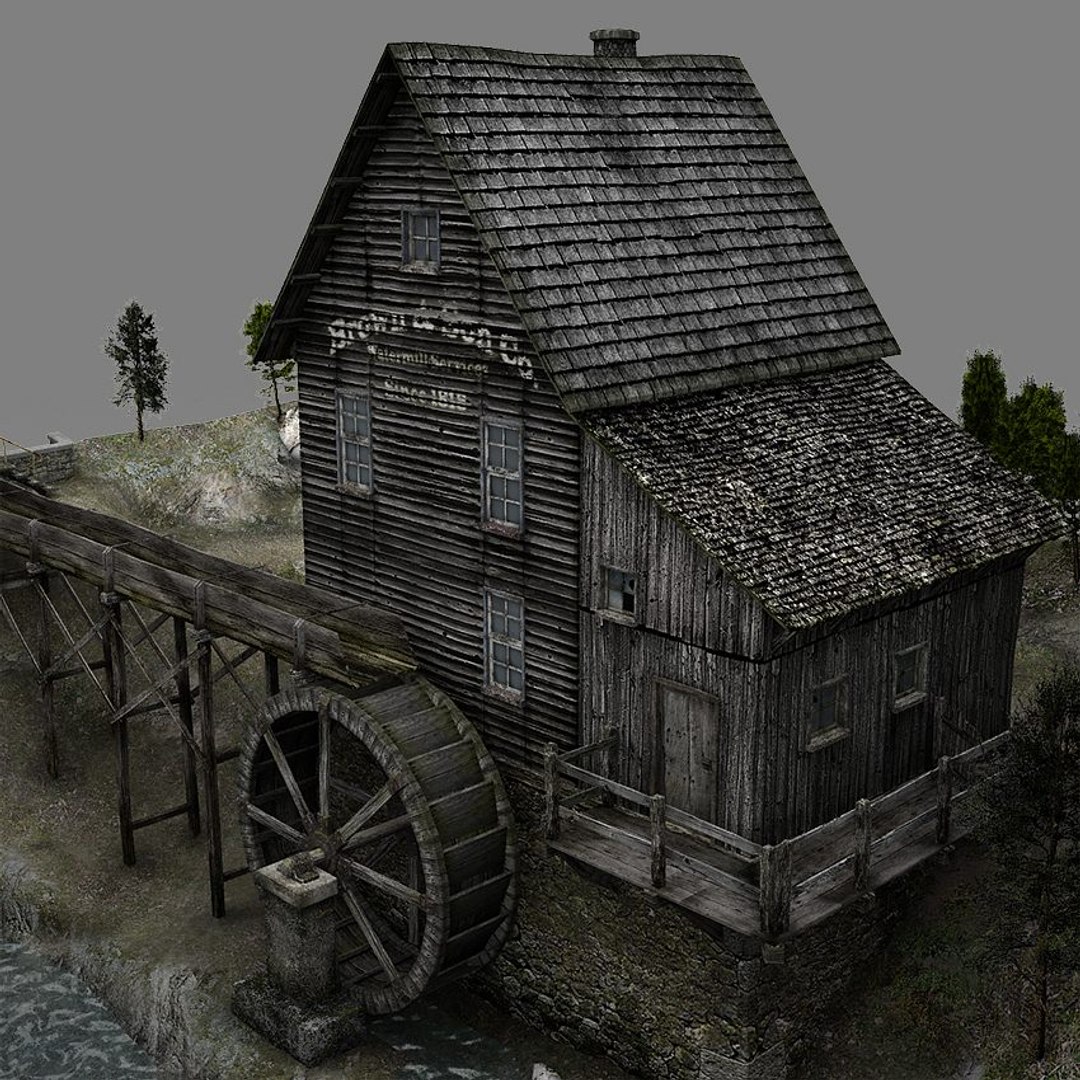 Watermill Scene 3d Model