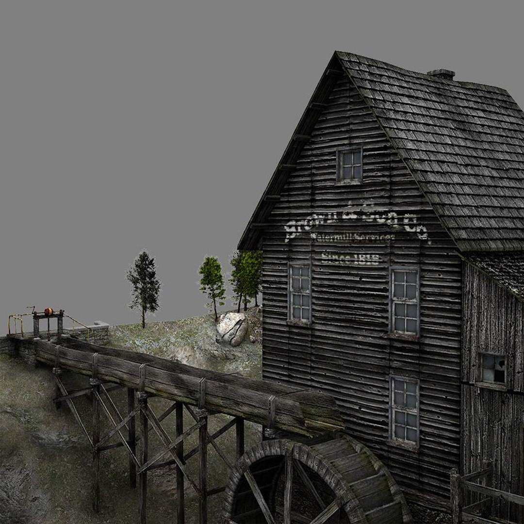 Watermill Scene 3d Model