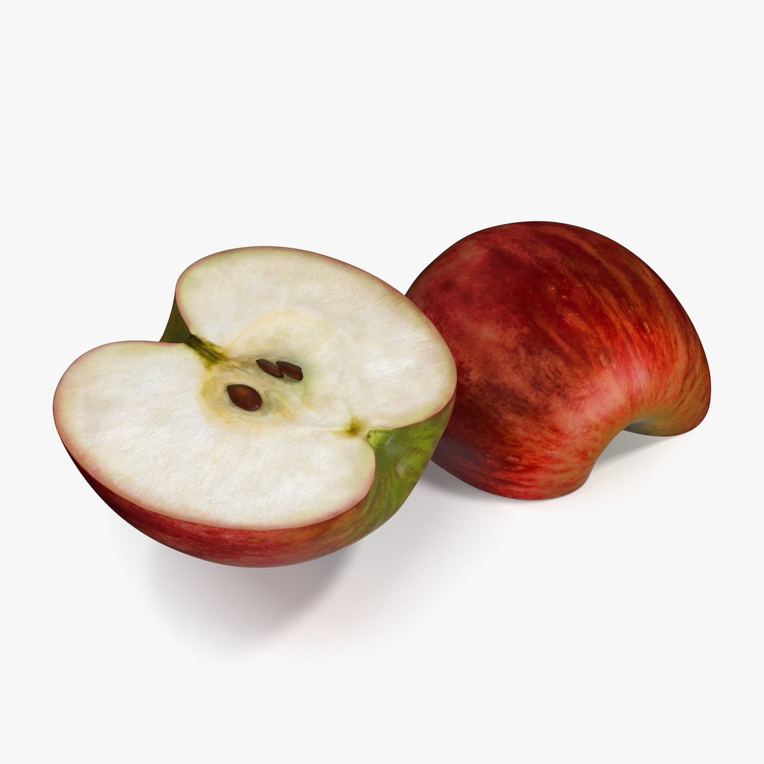 Red Apple Cut in Half 3D Model 3D model preview
