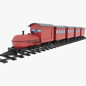 Low Poly Cartoon Train Rigged 3D