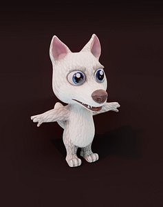 3D Cartoon White Wolf 3D Model