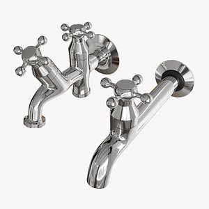 Classic Chrome Wall Faucet Collection with Single and Double Outlet Taps(1)