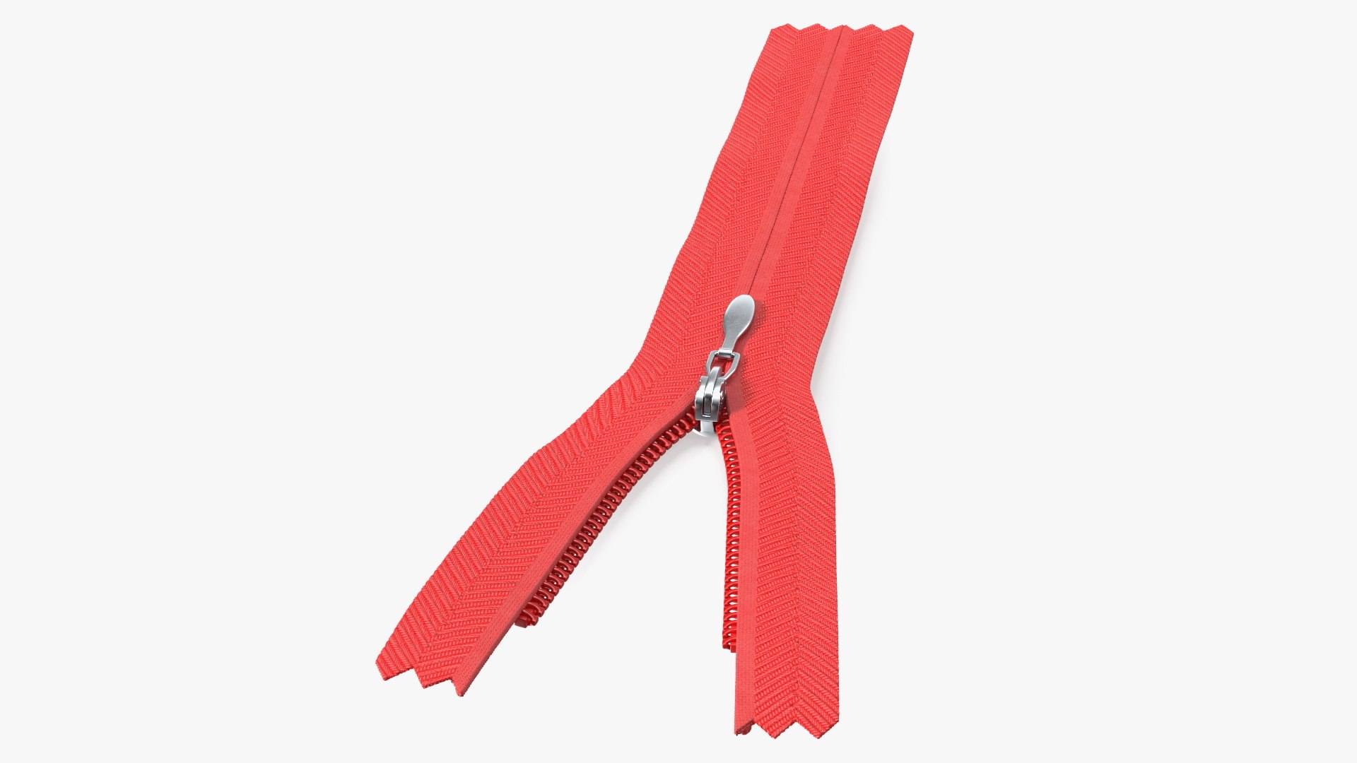 Nylon Invisible Zipper with Slider Red 3D model preview