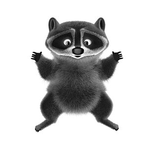 raccoon cartoon character 3D