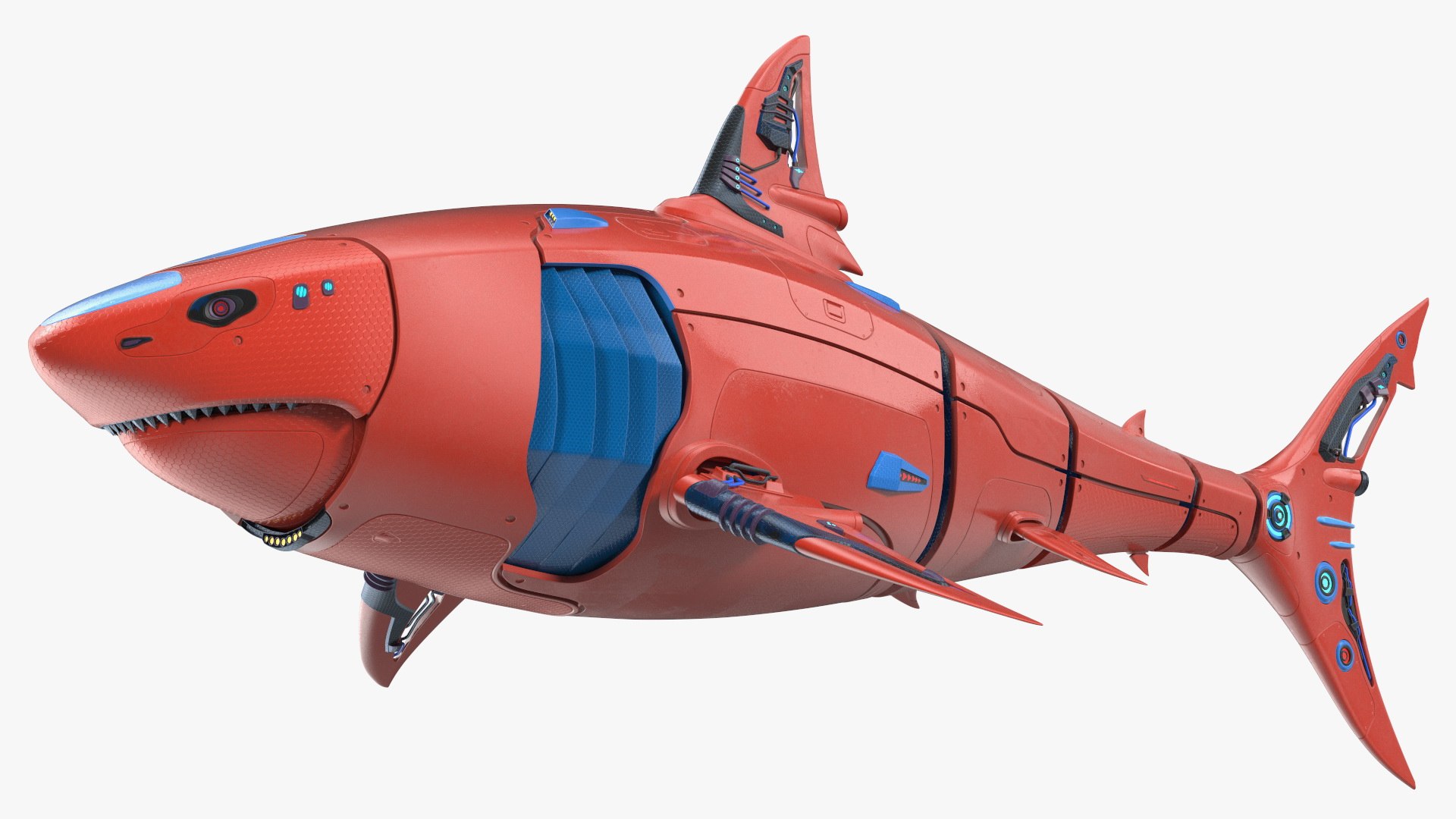 Sci Fi Shark Robot Red 3D model preview