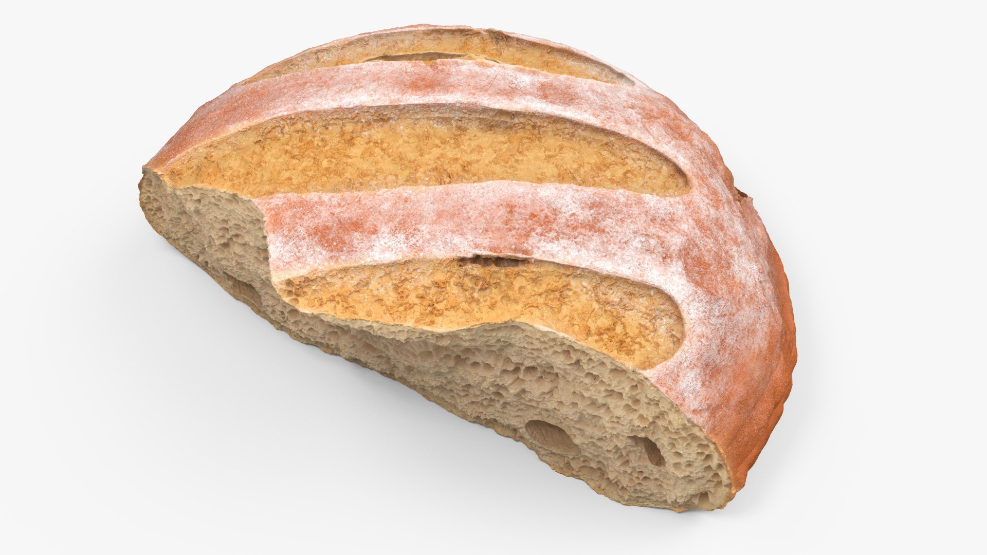 Broken Piece of White Bread 3D model preview
