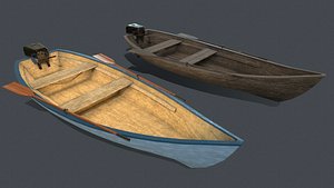 3D pbr wooden boat