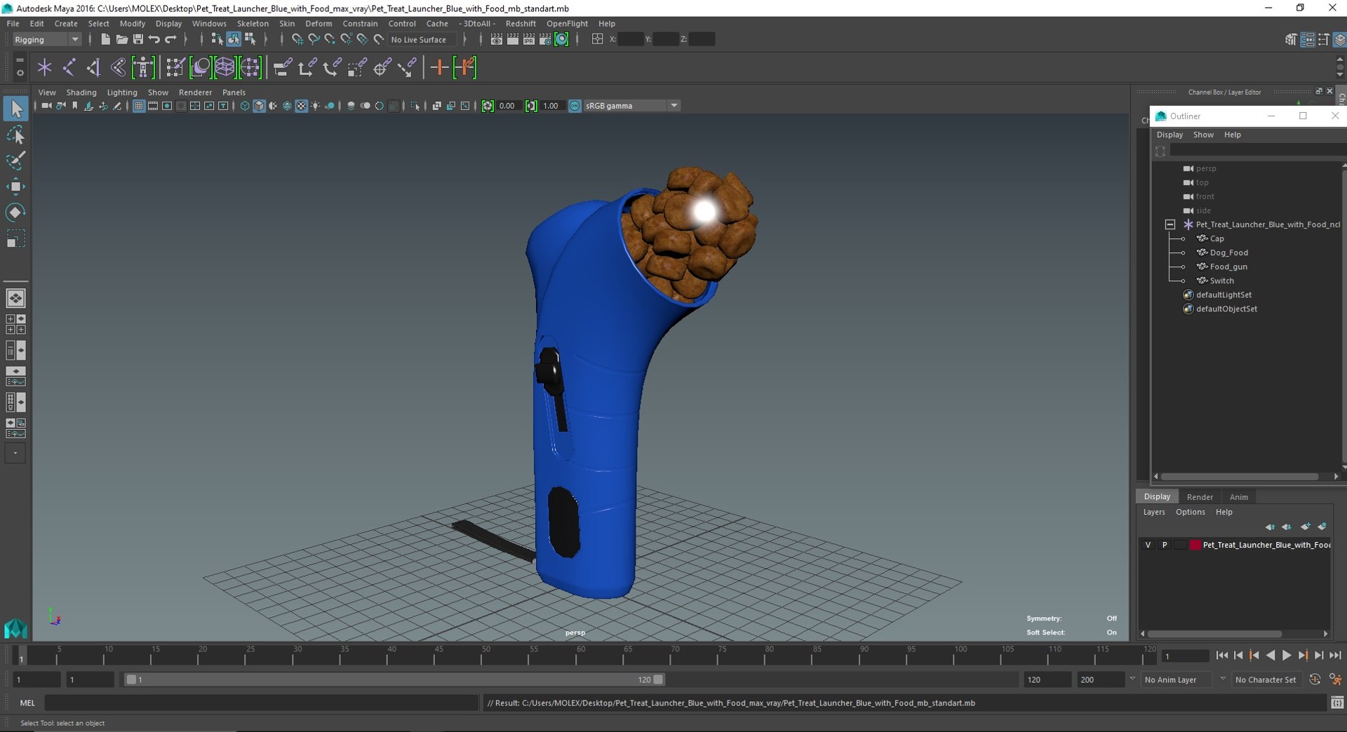 3D Pet Treat Launcher Blue With Food - TurboSquid 2198741