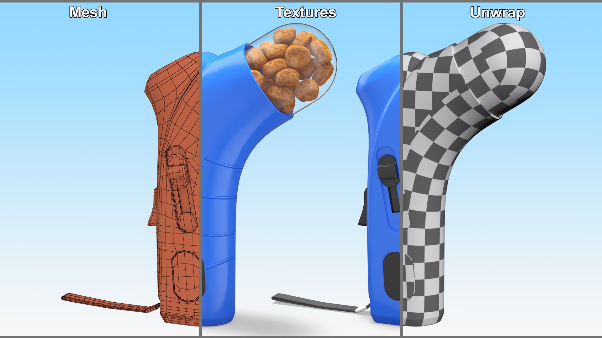 3D Pet Treat Launcher Blue With Food - TurboSquid 2198741