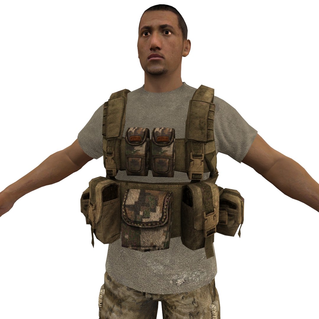 3d model of mercenary rigged soldier