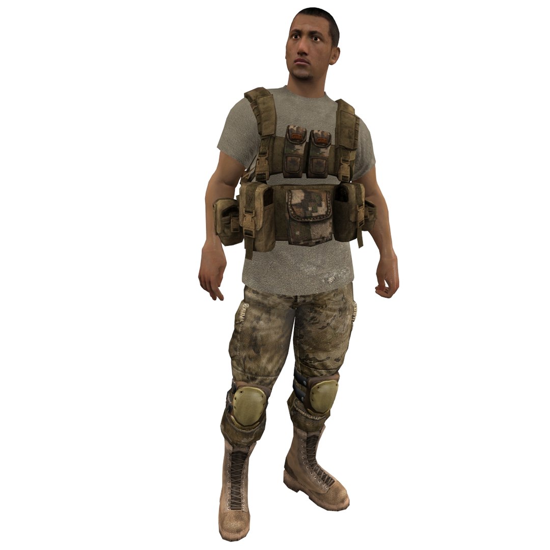3d model of mercenary rigged soldier