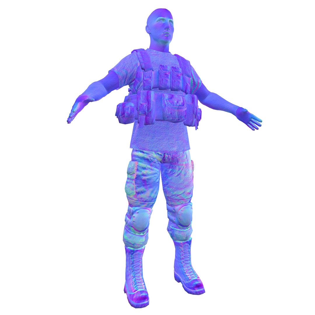 3d model of mercenary rigged soldier