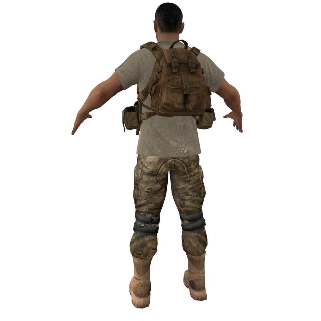 3d model of mercenary rigged soldier