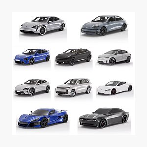 Electric Vehicles Pack - 10 EV Car Models Bundle