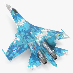Su-27 Sukhoi Ukrainian Air Force Jet Old Rigged 3D model