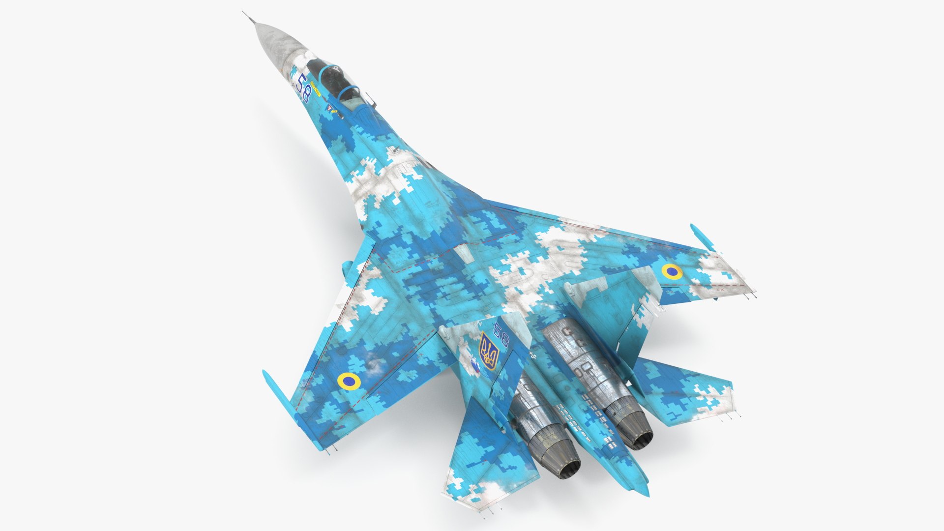 Su-27 Sukhoi Ukrainian Air Force Jet Old Rigged 3D model preview