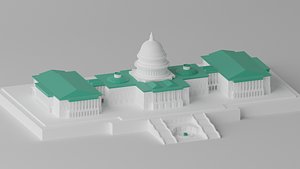 Cartoon United States Capitol Building 1 3D model