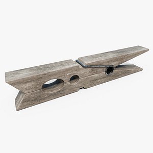 Old Wooden Clothespin 3D