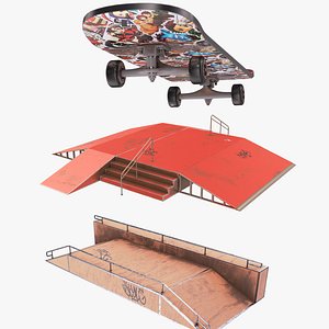 3D Skateboarding Equipment Collection model