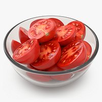 Cherry Tomato Halves in Glass Bowl