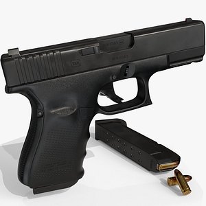3D model glock 19 pistol bullet