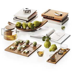 Decorative set with pears and books 3D
