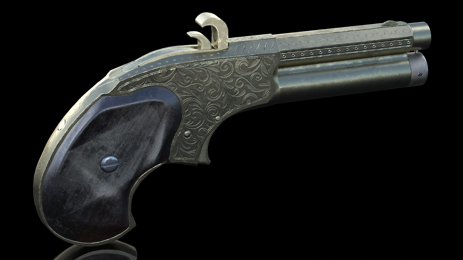 3D Model Remington Rider Magazine Golden Engraved Pistol - TurboSquid ...