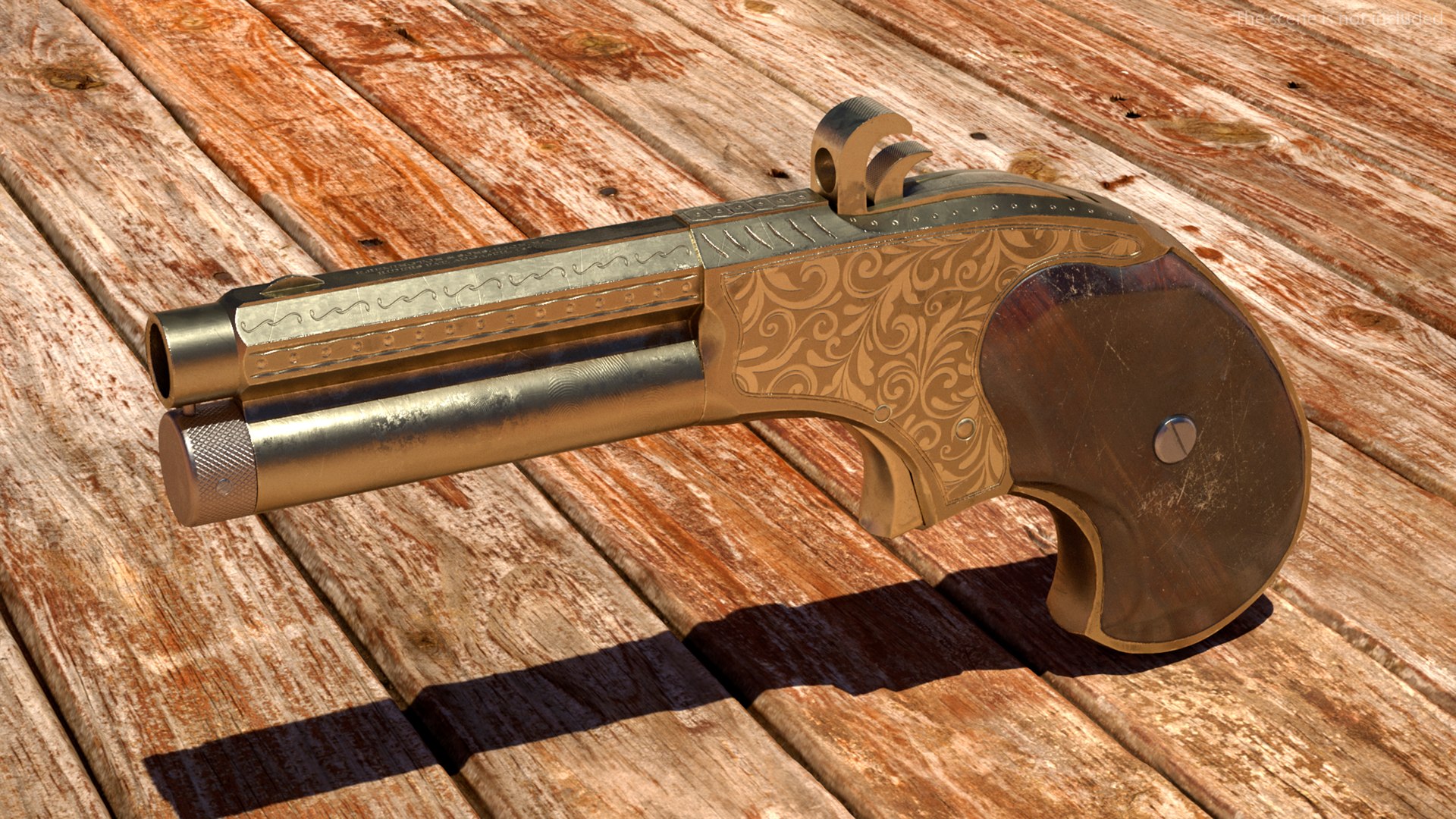 3D Model Remington Rider Magazine Golden Engraved Pistol - TurboSquid ...