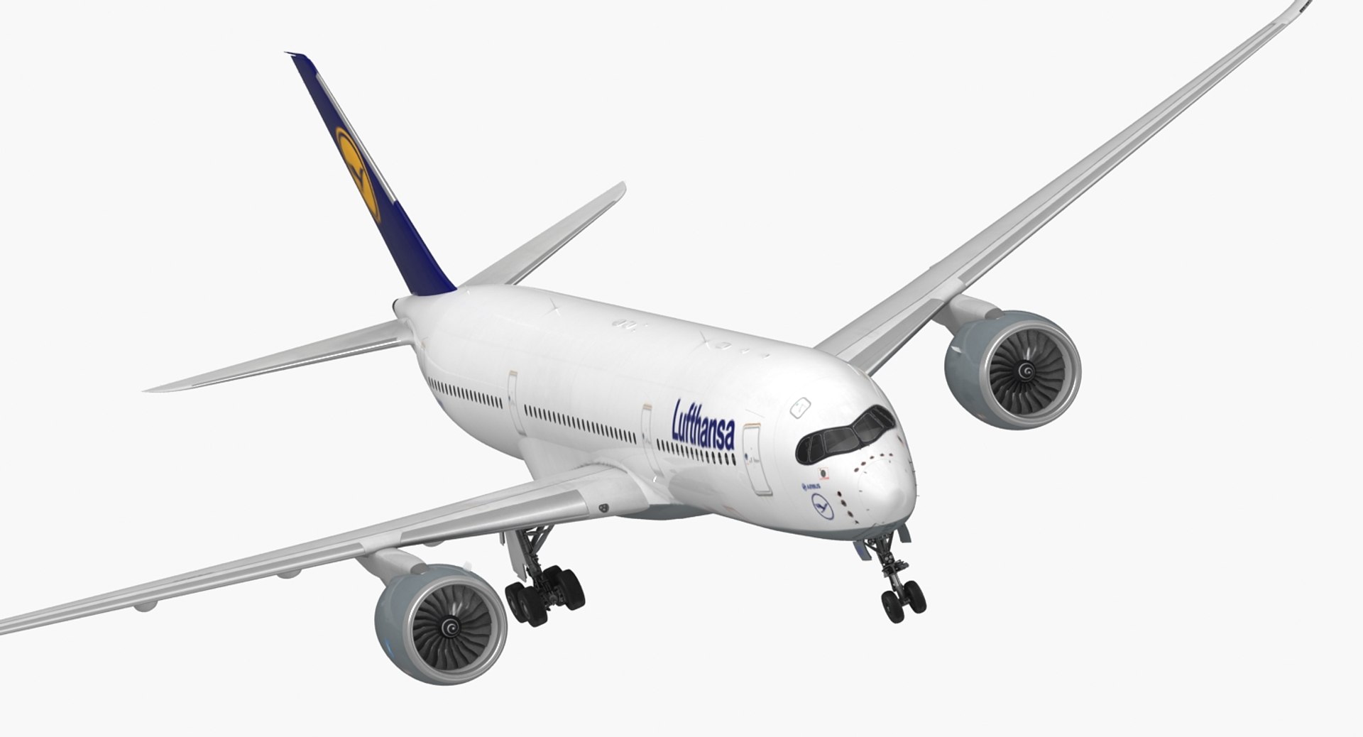 Airbus A350-900 Lufthansa Rigged 3D model preview