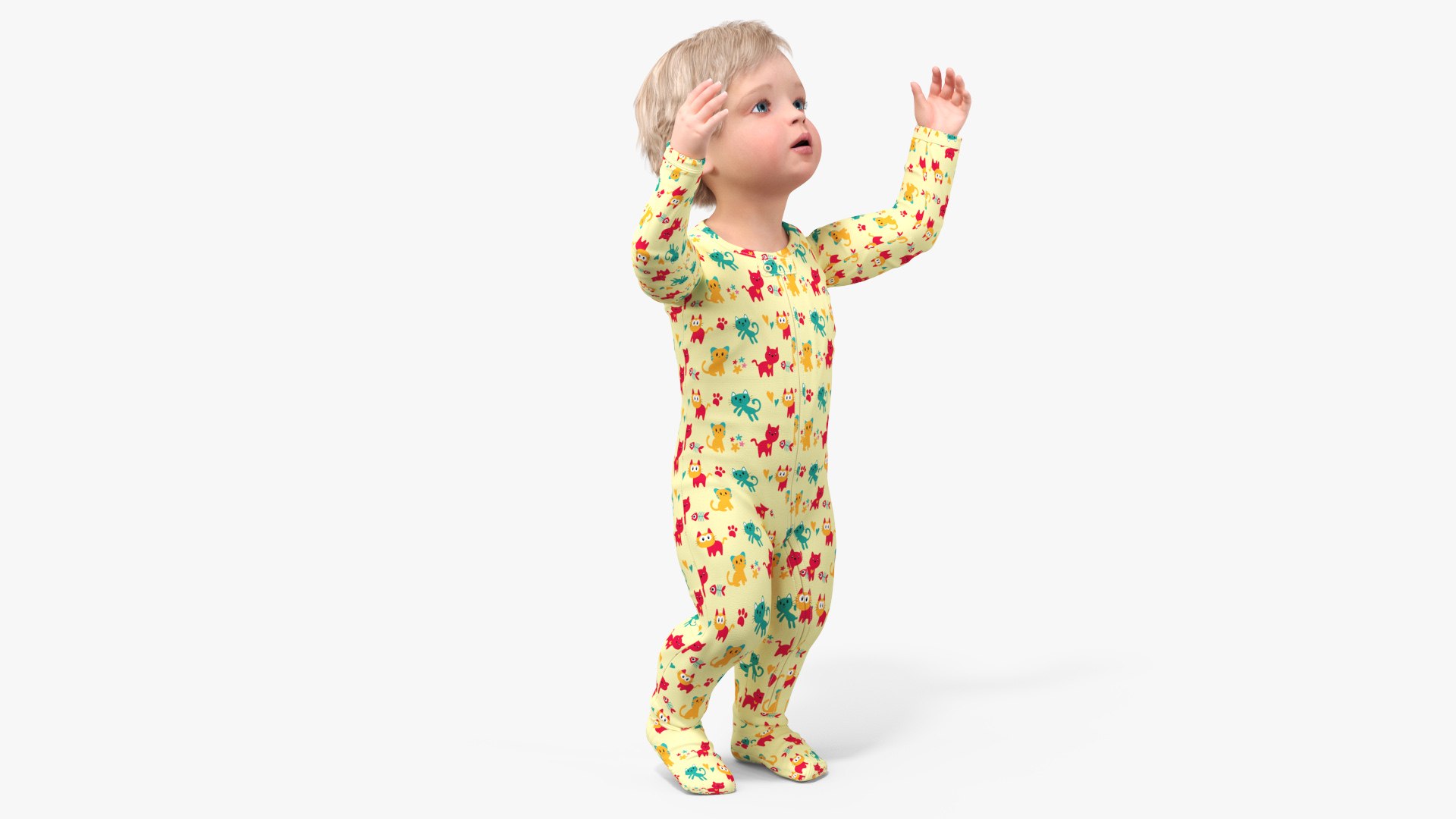 Toddler Aged 1 Year in Pajamas Rigged 3D model preview
