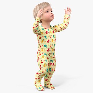 Toddler Aged 1 Year in Pajamas Rigged