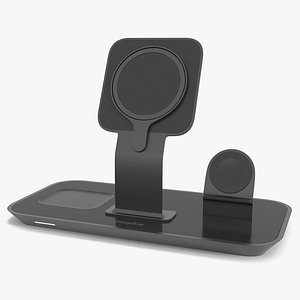 3D Mophie 3-in-1 Stand for MagSafe Charger Black
