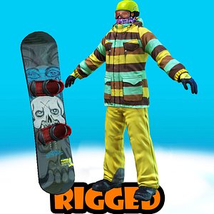 3d model snowboard rigged
