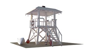 3D Lifeguard Station Low Poly